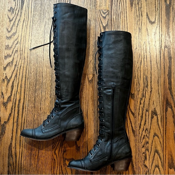 Jeffrey Campbell x Free People Black Joe Lace-Up OTK Boots - Picture 2 of 15